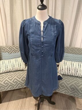 white christmas dresses Mid Wash Denim Long Sleeve A-line Mini Dress main image 1